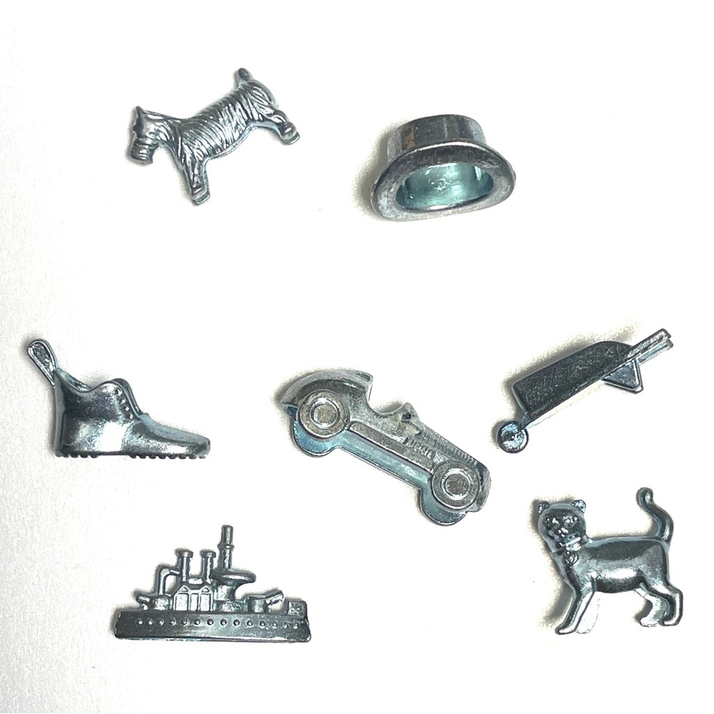 Monopoly Game placements figures replacement Set cat dog hat boot car ship
